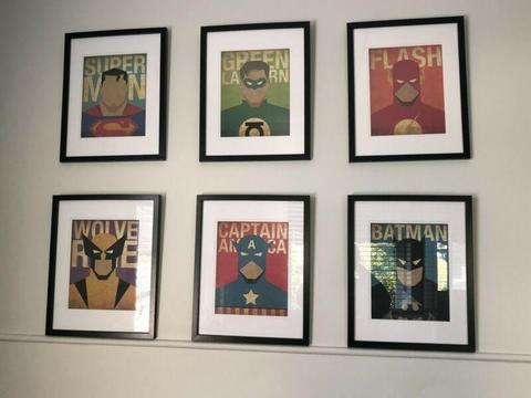 8x5 superhero prints from Etsy Frame not included