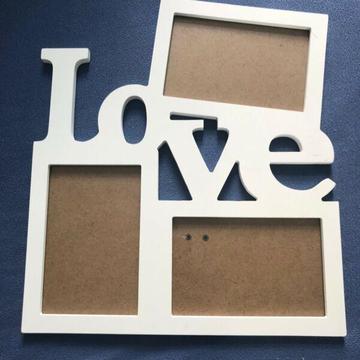 Photo frame Love white wooden
