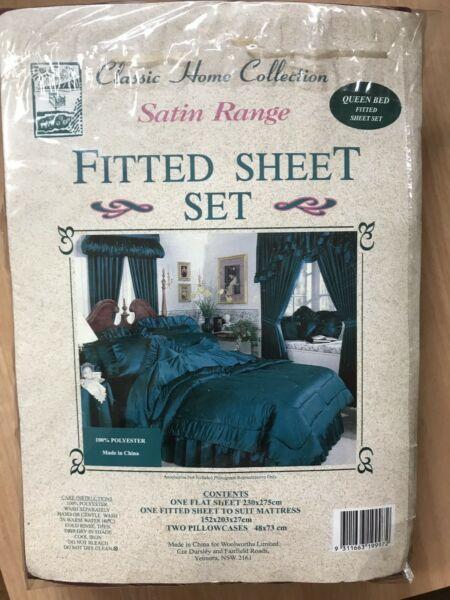 QUEEN BED FITTED SHEET SET - SATIN RANGE