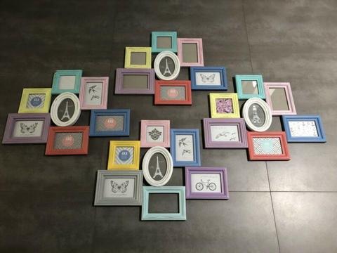 Shabby style pastel coloured picture photo frames x 4 sets
