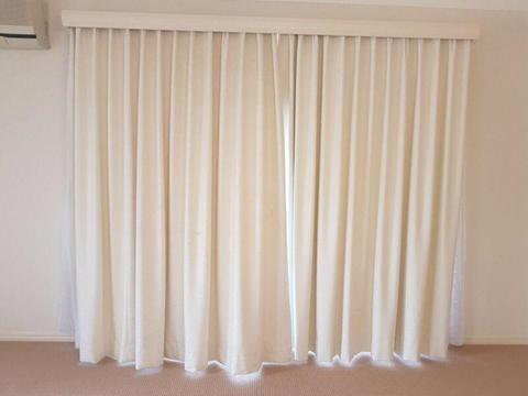 Curtains - double track pelments with lace and blockout curtains