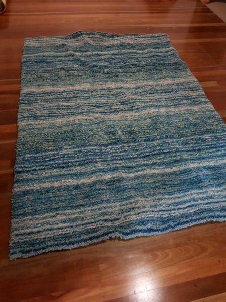 Monteray Plush blue and white floor rug mat