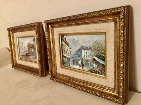 2 ANTIQUE GOLD FRAMES/OIL PAINTING
