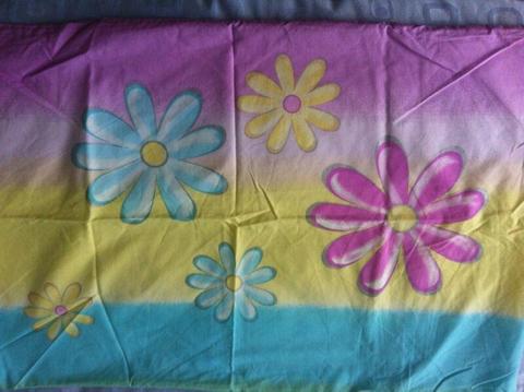 Pink yellow blue flower Double Doona Cover