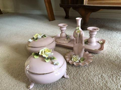 Crystal, punch bowl, vases