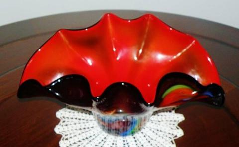 Huge Murano Style Red Glass Centrepiece Vase 5kg