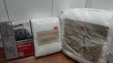 New double bed duvet cover, inner and mattress protector