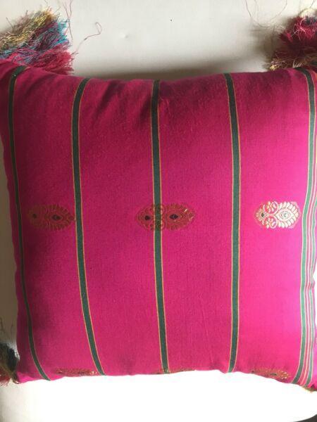 Pink green gold cushion pillow