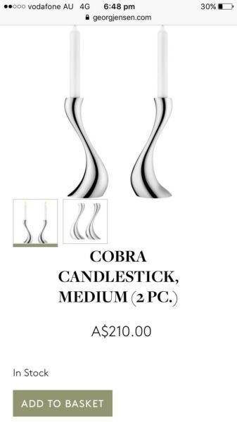 Georg Jensen Cobra Candlestick Holders (x2)