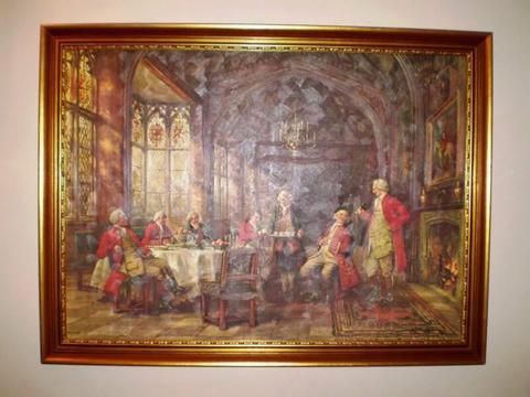 Ornate Guilt Framed Reproduction 17th Century Eng. W100cm x H76cm