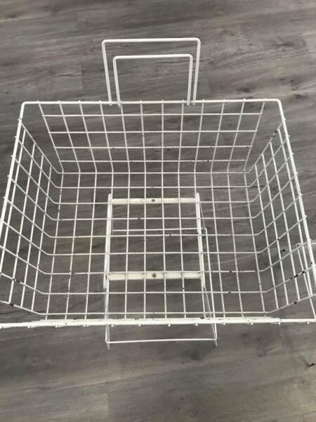 2 White Wire Baskets and Stands - Solid Quality