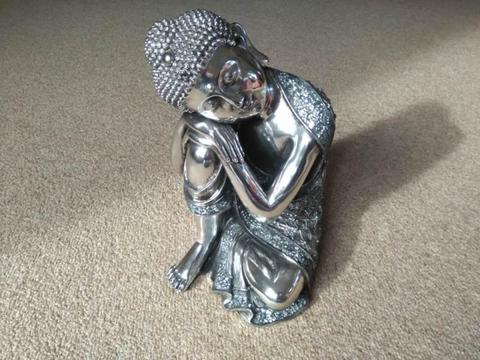 Silver Buddha with mirrored edging