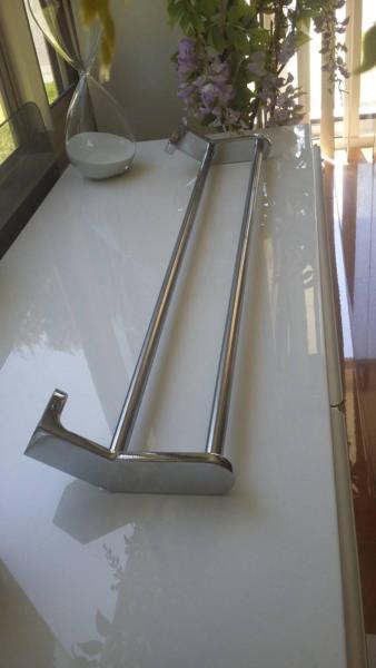 CHROME DOUBLE TOWEL RACK (USED ONCE AS DIDN'T FIT)