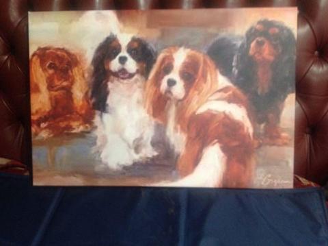 Cavalier King Charles dog print on canvas