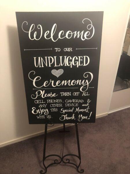Wedding sign and easel