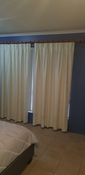 Curtains - Cream Blockout Teak Curtain Rods