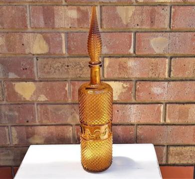 Vintage Italian Amber Glass Genie Bottle