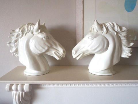 2 White horse head busts - excellent condition (1 SOLD)