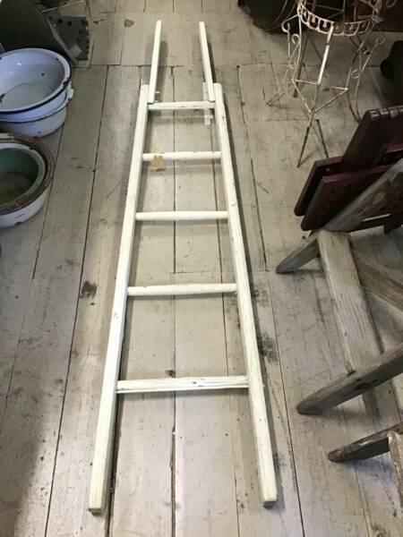 Vintage Painted Wooden Ladder Rack Hanger Shabby Farm