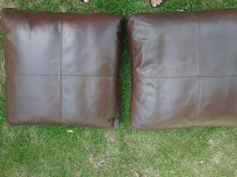 Large Leather Cushions x2
