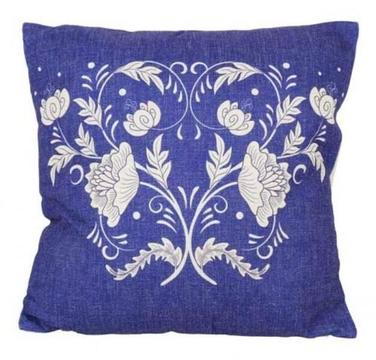 Blue Line Floral Cushion (Brand New) #3809