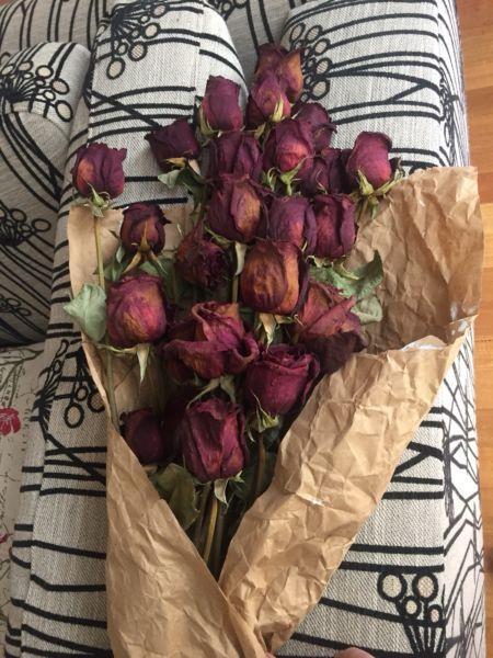 Wedding decorations dozen dried red roses