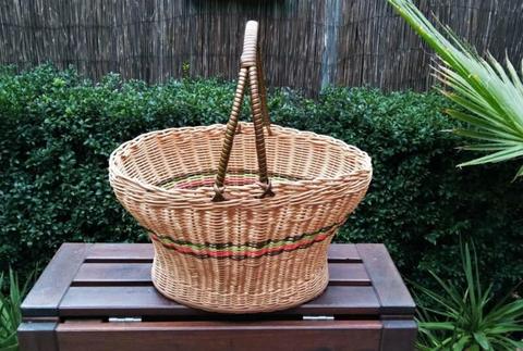 Vintage Wicker Cane Shopping Basket