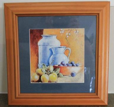 Framed Pottery and Fruit Print (Pre-Loved) #0568