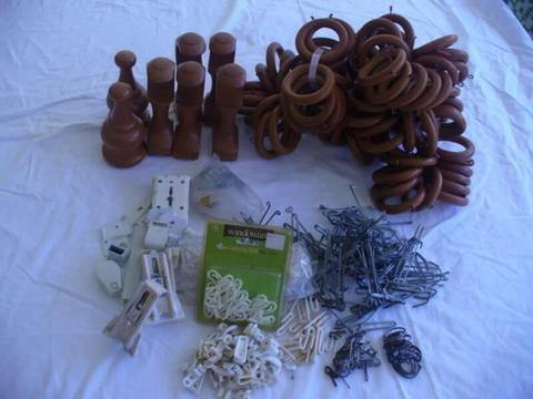 Assorted Curtain rings and brackets
