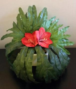 Artificial Flower in White Ceramic Pot