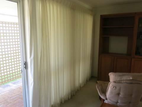 THREE SHEER POLY CURTAINS WITH SEPARATE BLACKOUT BACKING 2.4M