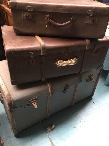 Assorted trunks and suitcases $$ Assorted Prices