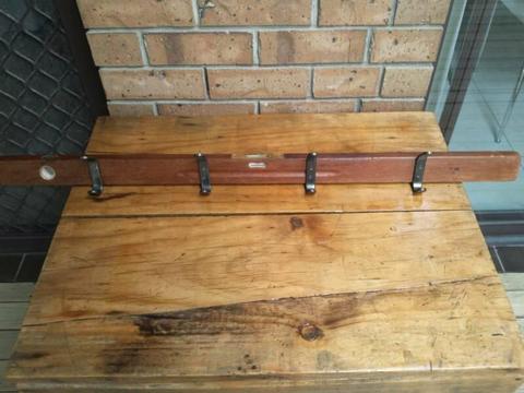 HAT AND COAT RACK - WITH VINTAGE WOODEN SPIRIT LEVEL