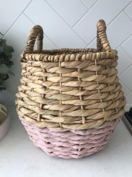 Adair's kids pink and natural baskets x 2