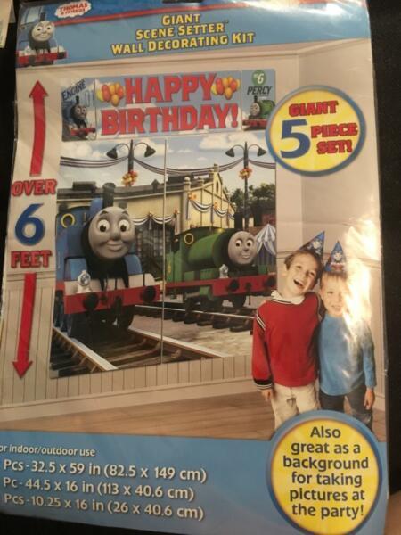 Thomas birthday party cupcake stand and scene setter wall poster