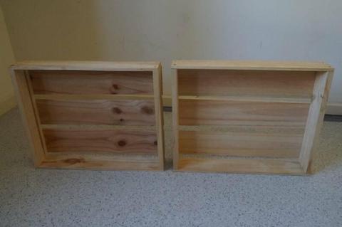 2 Vintage Style Wodden shallow Crates
