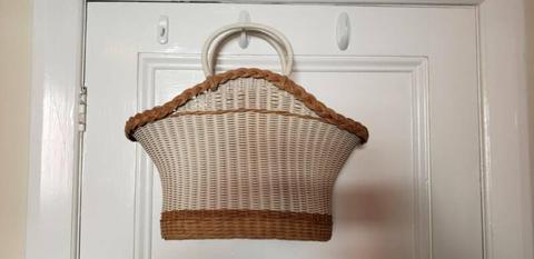 Vintage style basket - cane and white