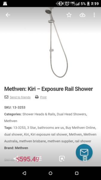 Methven : kiri exposure rail shower