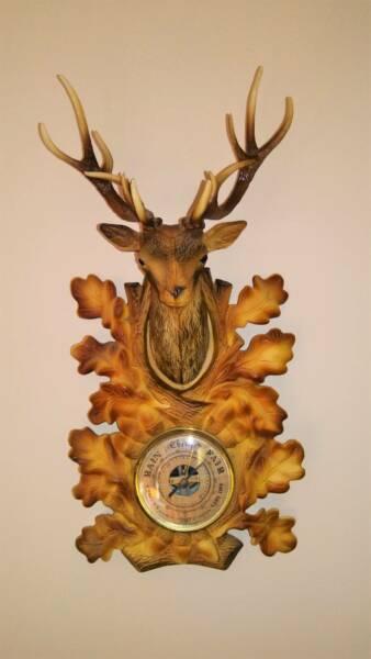 Vintage Deer Stag Antler Wall Barometer