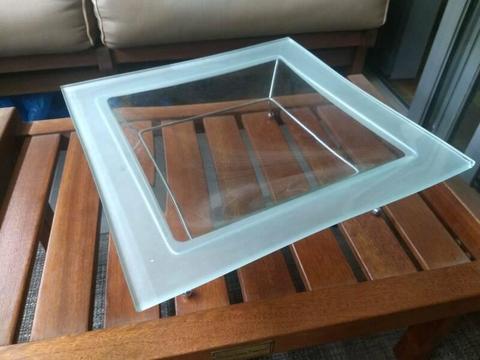 Decorative square glass bowl and stand