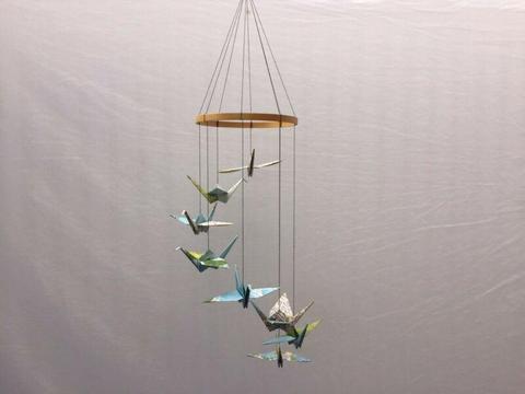 Paper Crane Bird Mobile for baby or Kids Room