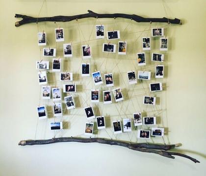 Handmade wood and string photo boards