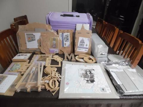 Craft Roller Tote, ribbon Cropper drawers and chipboard kits
