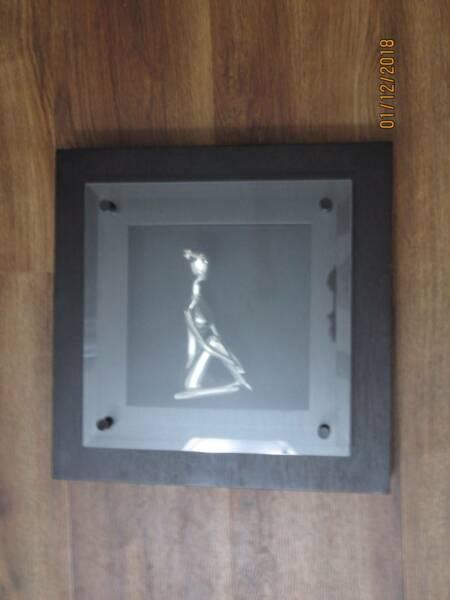 picture frame with silver ladie inside 45cm by 45cm