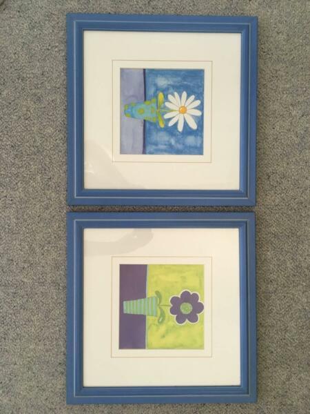 2 x flower prints - excellent condition, $15 for both