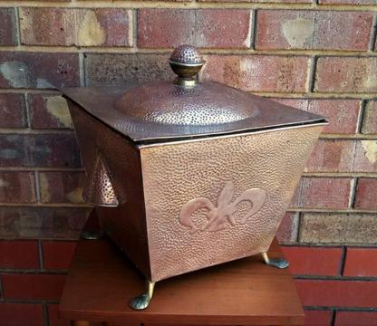Vintage Antique Copper Coal Box