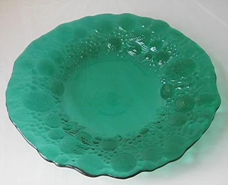 GREEN GLASS Platter Fruit Bowl Table 36cm