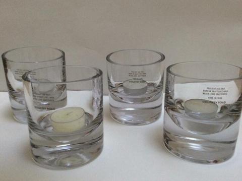 New Country Road Heavy Glass Tea Light Candles x 4