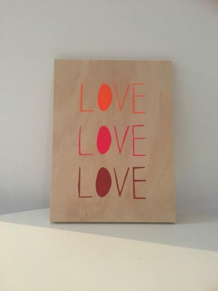 Love Wooden Ply Sign from Bauhaus,Designer Me and Amber with Solid Box