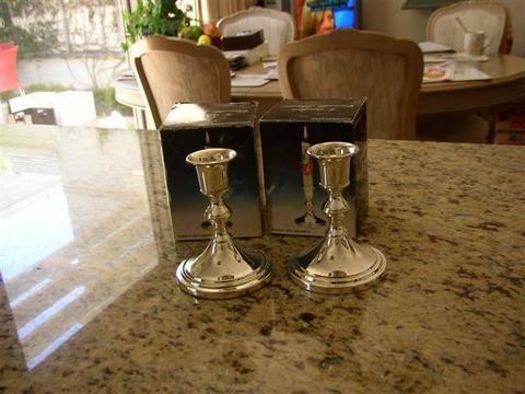A Pair Silver Plated Candle Holder Brand New In Box